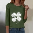 thumbnail image 5 of felwors Saint Patricks Day for Women Lucky Shamrock 3/4 Sleeve Shirt Funny Irish Graphic Tee Spring Party Tops (Army Green, S), 5 of 8
