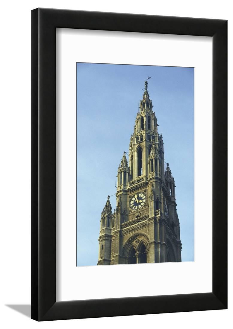 High Section View of a Clock Tower, Vienna Town Hall, Historic Centre