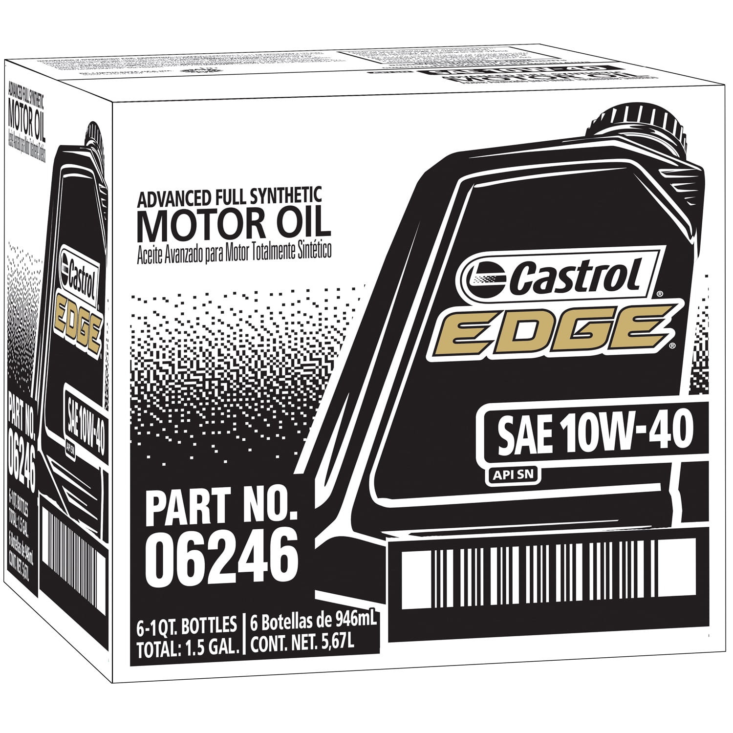 CastrolÂ® EdgeÂ® SAE10W-40 Advanced Full Synthetic Motor Oil 6-1qt. Bottles