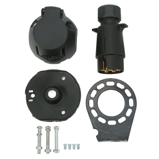 Zócalo Del Enchufe Del Remolque, Conector De Cable De 7 Pines De Alta Eficiencia Resistente A La Corrosión Carcasa De ABS Fácil De Instalar Con Piezas De Montaje Para Cableado ANGGREK 7 Pin Trailer Plug Socket