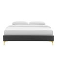thumbnail image 6 of Platform Bed Frame, King Size, Velvet, Dark Grey Gray, Modern Contemporary Urban Design, Bedroom Master Guest Suite, 6 of 7
