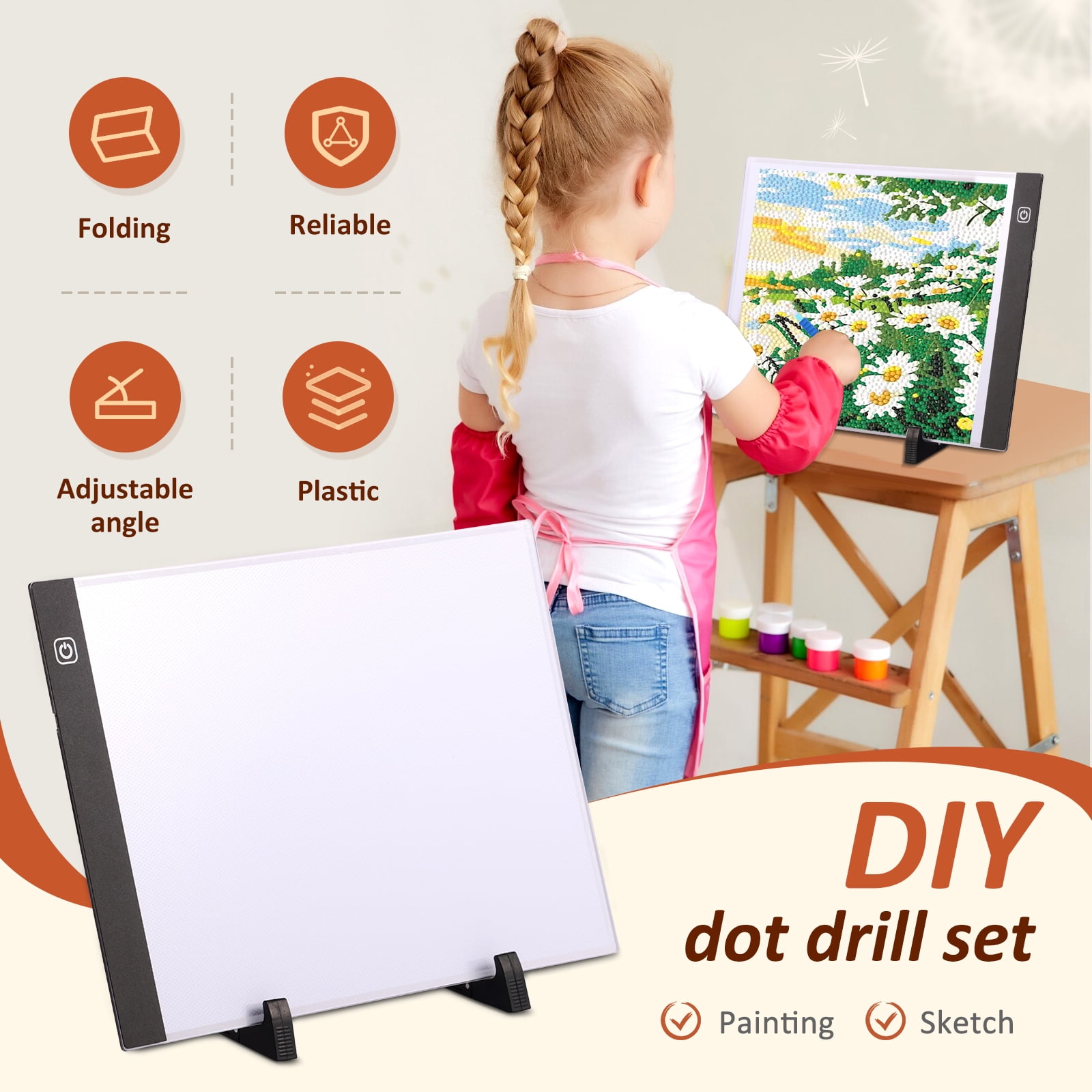 Diamond Light Pad Kit Adjustable Portable Diamond Art Paintings Accessories Convenient Diamond Art Kits Pretty Diamond Paint Kit for Adults Kids