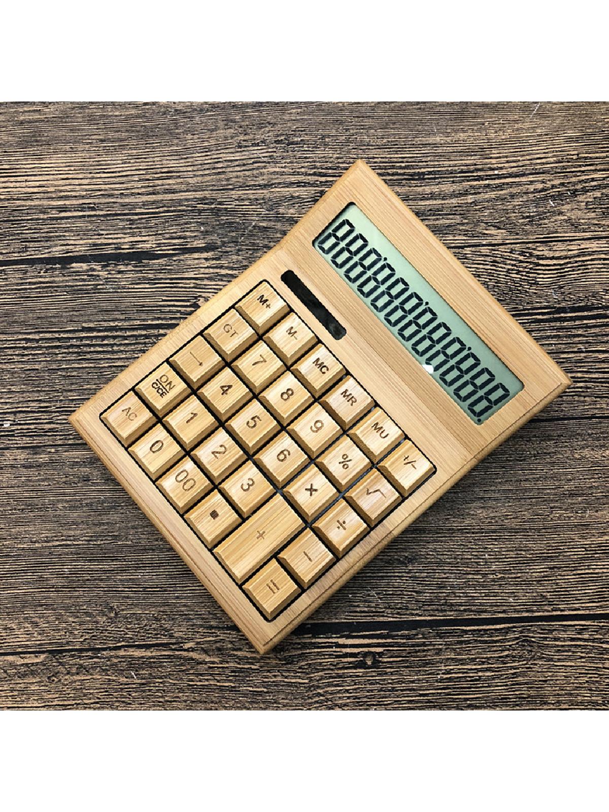 12-digit Functional Desktop Calculator Solar Power Bamboo Calculators