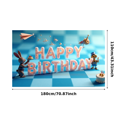 thumbnail image 3 of Colorful Cartoon Character Themed Happy Birthday Banner Backdrop Background Party Decoration for Birthday Parties Photography Props Family Gatherings and Kids Celebrations, 3 of 7