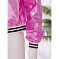 thumbnail image 5 of MSemis Kids Girls Metallic Jazz Hip Hop Disco Jacket Coat with Flared Pants Dress Up Pink 8, 5 of 7