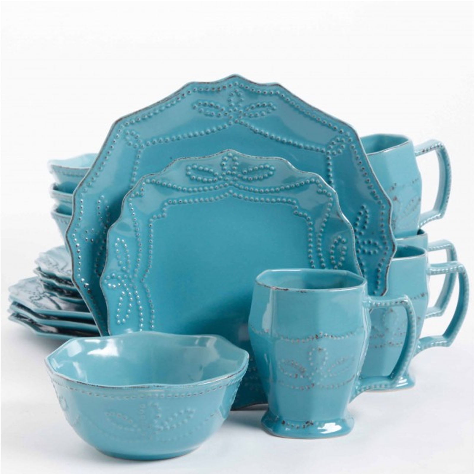 Gibson Elite Celesse 16 Piece Dinnerware Set Turquoise