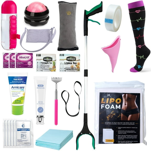 Tummy Tuck Post Surgery Supplies Kit Recovery for Mommy Makeover Abdominoplasty C-Section 31 Piece Set
