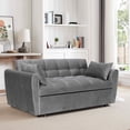 thumbnail image 2 of FFH 65" Convertible Futon Sofa Bed, Pull Out Sofa Bed with Adjustable Backrest, Velvet Loveseat Sleeper Sofa for Living Room, Dark Gray, 2 of 8
