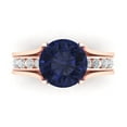 thumbnail image 2 of Clara Pucci 18K Rose Gold 3.39 Simulated Blue Sapphire Engraveable Engagement Ring + Wedding Band Set, 2 of 7