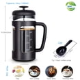 thumbnail image 2 of Easyworkz French Press 34 oz Coffee Tea Maker Cafetiere with Borosilicate Glass Black, Soft Grip Handle, 2 of 5
