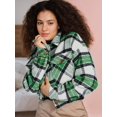 thumbnail image 3 of Women's Plaid Cropped Shacket Button Down Long Sleeve Fall Top, 3 of 6