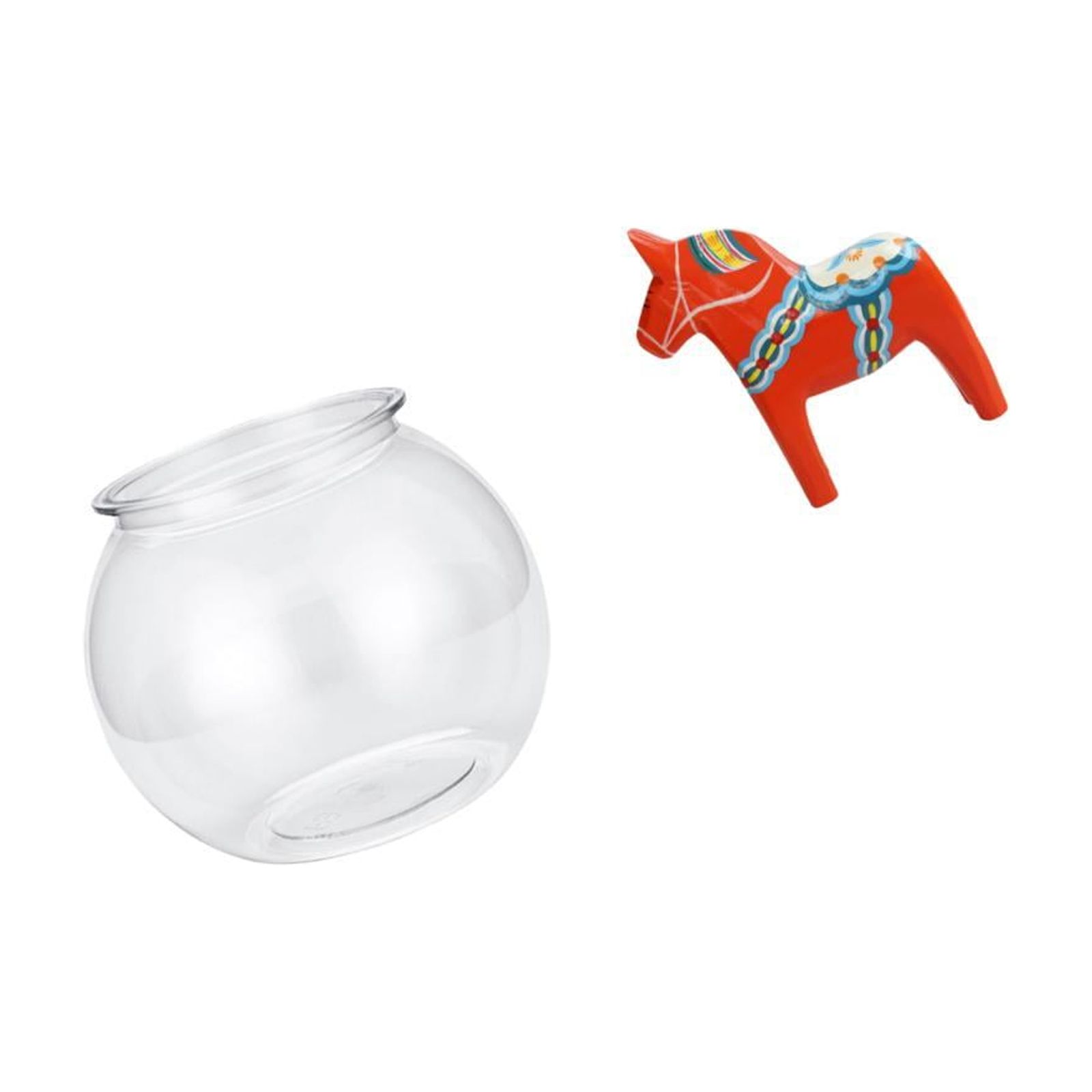 Desktop Aquarium Tank Transparent Small Fish Bowl Vase PP Wood Decor for Office Table Living Room