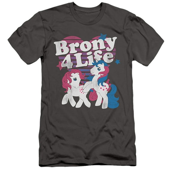 My Little Pony Retro Brony 4 Life S/S Adult 30/1 T-Shirt Charcoal