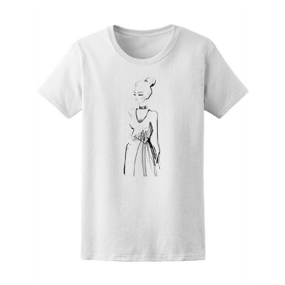Fashion Beautiful Lady Sketch Tee Women's -Image by Shutterstock
