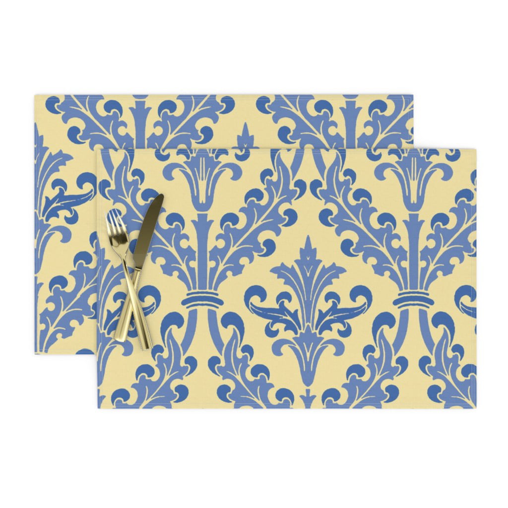 Cocktail Napkins Provincial French Yellow Butter Blue Set of 4 