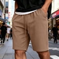 thumbnail image 2 of Besolor Men's Shorts Summer Casual Knee Length Elastic Waisted Drawstring Loose Workout Half Pants with Pockets(Small,Khaki), 2 of 7