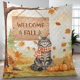 thumbnail image 4 of Welcome Fall Maine Coon Cozy Autumn Field Pumpkins Golden Leaves Quilt Blanket Cat Lover Kitten Owner Gifts Cozy Comforter Throw Blanket - 12013, 4 of 5