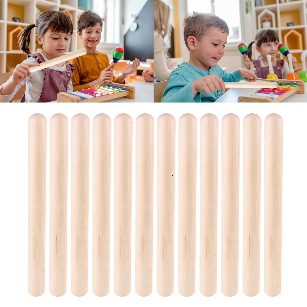 12Pcs Wood Rhythm Sticks Music Rhythm Sticks Percussion Instrument Musical Sticks for Music Parties Musical Education