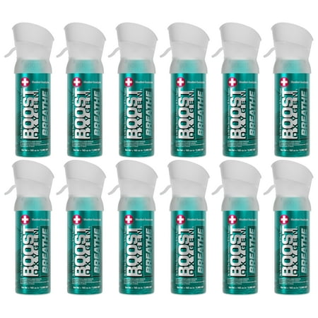 (12 pack) Boost Oxygen Portable Canned Oxygen, Menthol-Eucalyptus, 3L
