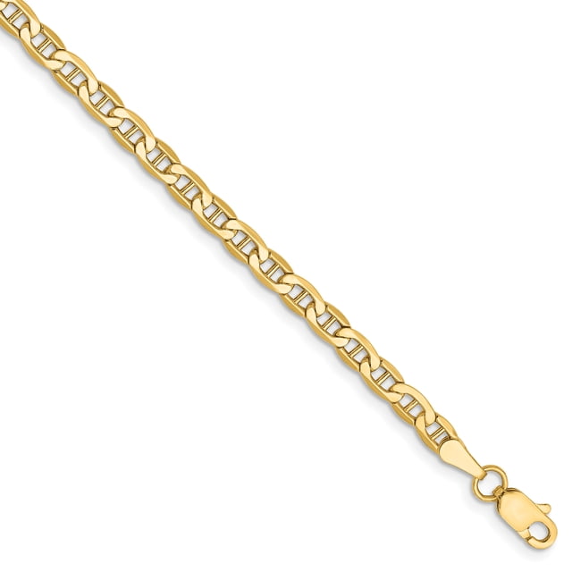 14k Yellow Gold 7 Inch 3.2mm Anchor Chain Bracelet