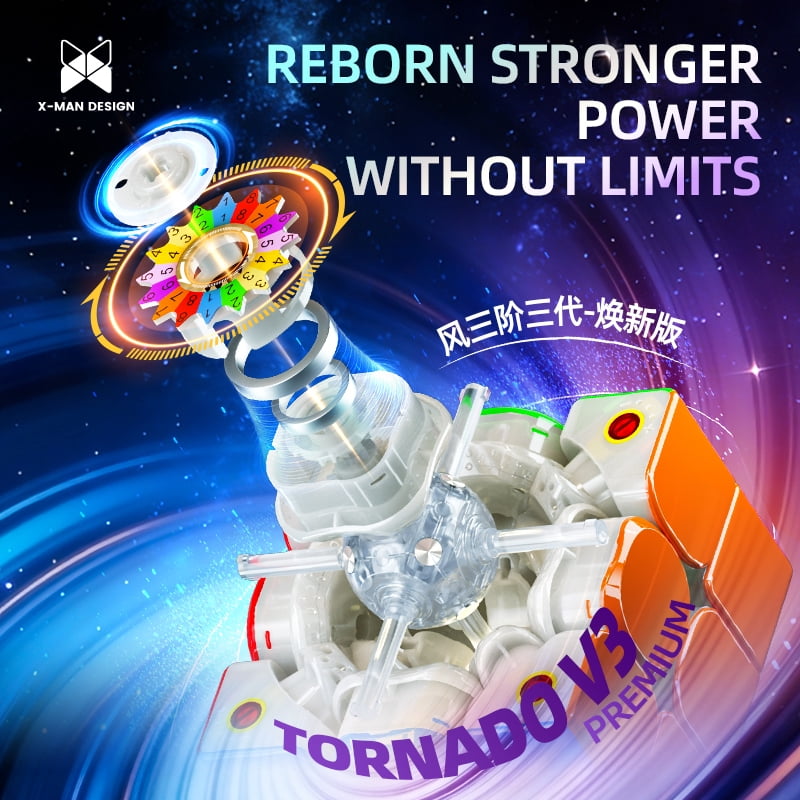 QiYi X-Man Tornado V3M 3x3 Premium  Pioneer UV Magic Cube Magnetic Speed Cube QY 3x3   Stickerless  Magic Cube Pioneer Version Puzzle Cube
