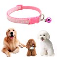 thumbnail image 1 of Collar de perro mascota gato con hebilla de huella de campana correa ajustable para el cuello (rosa) Tmvgtek Para estrenar, 1 of 8