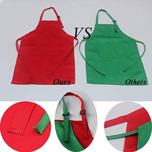 Kids Chef Kitchen Adjustable Bib Aprons with 2 Pockets for Girls Boys Painting Cooking Baking Wear LOYHUANG Toal 8sets Kids Children Colorful Aprons Chef Hat Set 8set,8 Colours 