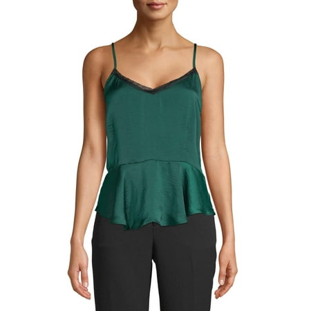 Love Sadie Women's Satin Lace Peplum Cami