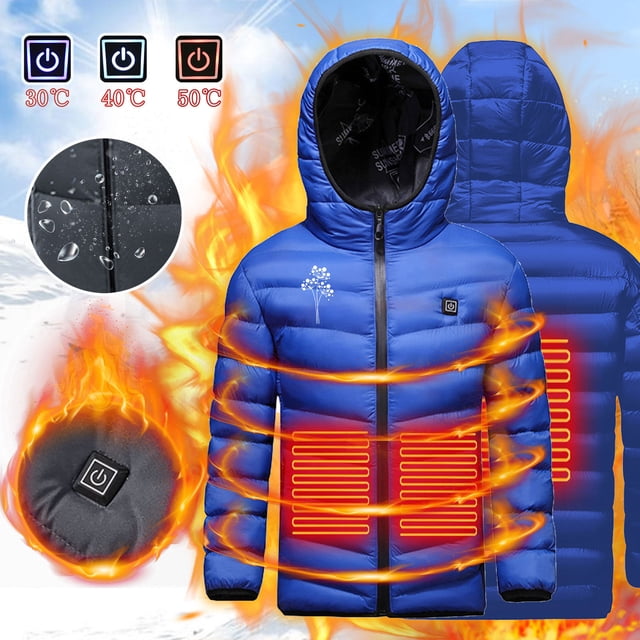 LOVZFMLL Jackets for Girls USB Intelligent Constant Temperature Heated Windproof Plus Size Coat For Kids Winter 3 Heated Jacket Coat 12-13 Years