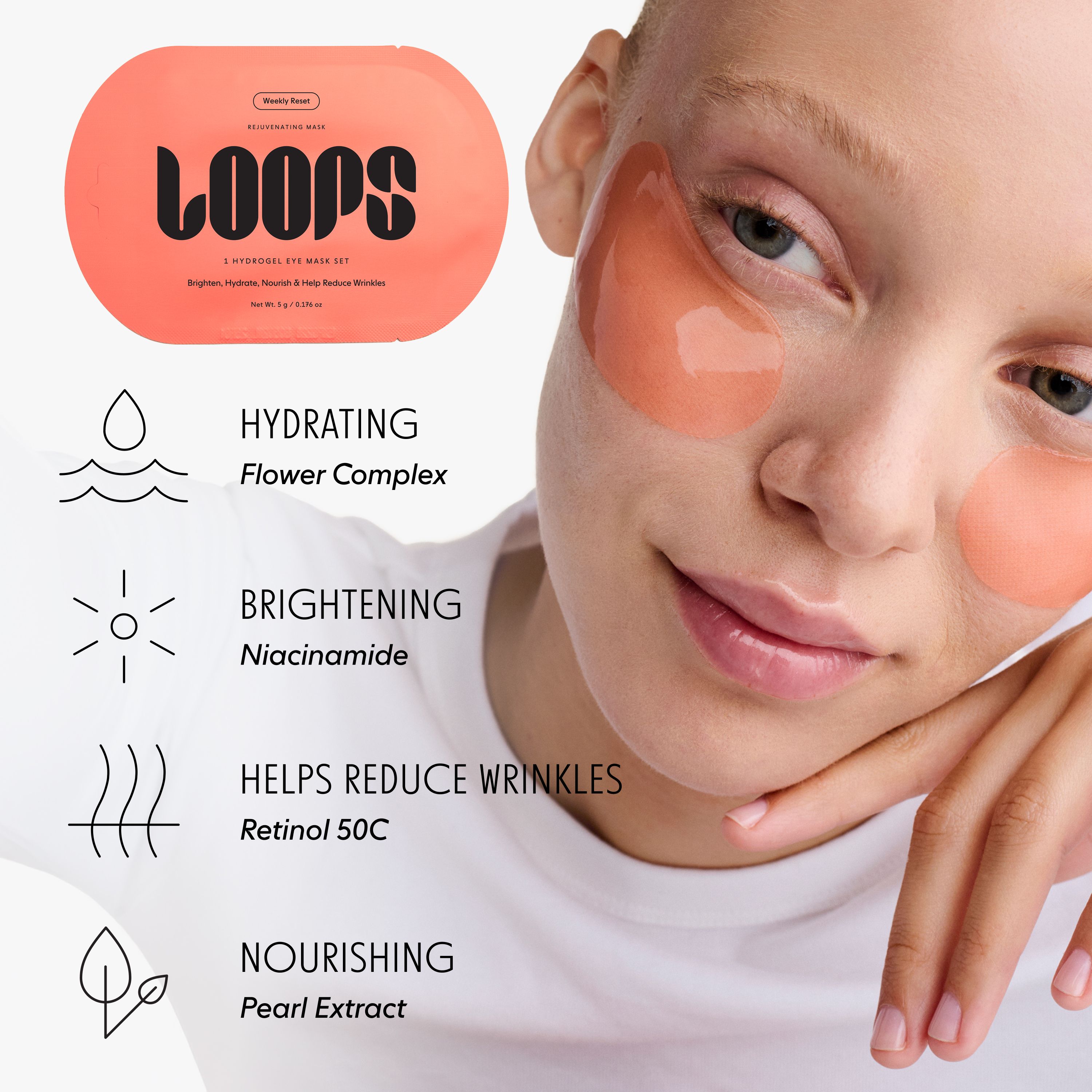 Loops Bright Eyes Revival Set Assorted Eye Masks, 0.528 oz, 3 Pack