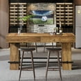 thumbnail image 2 of Tribesigns 63" Bar Table, Industrial Counter Height Pub Table, Bar Height Table with Metal Footrest, Rectangular High Top Dining Counter Tables with Wood Pedestal for Kitchen, Rustic Brown, 2 of 9
