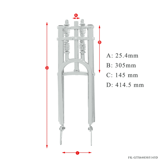Tracer Adjustable Dual Spring 1" Bike Threadless Fork,with Disc Mount,for 26"-29" x 3.0,4.0 Fat Tire,25.4mm,Chrome