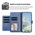 thumbnail image 3 of Case For Google Pixel 9 / 9 Pro Butterfly Flower Multi-card Holder Zipper Wallet With Lanyard Magnetic Clasp Flip Stand Leather Phone Case,Blue,For Pixel 9 / 9 Pro, 3 of 8