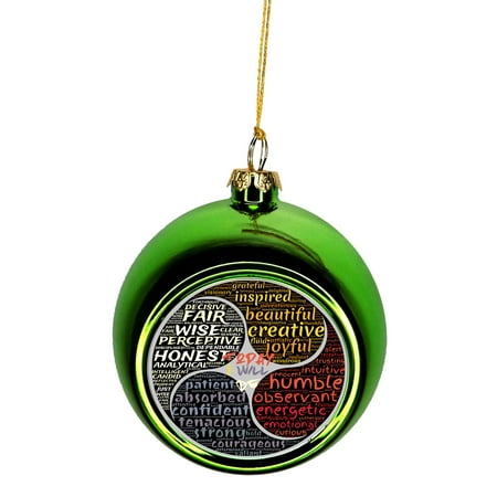 Meditation Balm - Good Personality Character Traits Zen Meditation Bauble Christmas Ornaments Green Bauble Tree Xmas Balls
