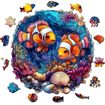NiArt 200PCS Ocean World Wooden Jigsaw Puzzle for Adults, 18.2x18.2 Inch Precision Laser-Cut Pieces, Fun and Relaxing Home Decor Puzzle for Family Bonding, Stress Relief and Imagination Boost