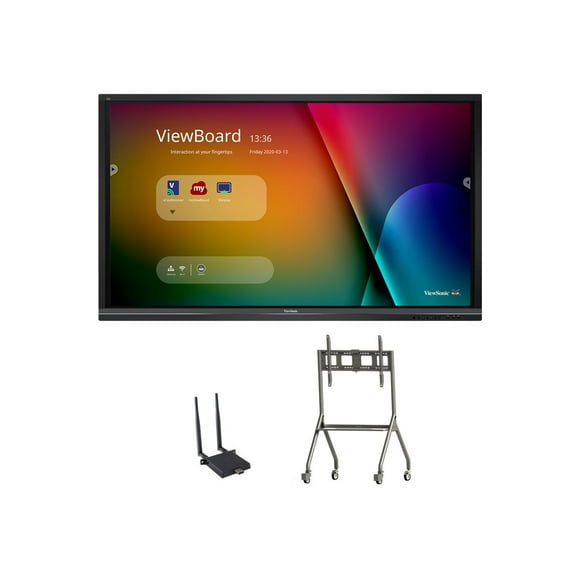 ViewSonic ViewBoard IFP6550-E4 - Écran LCD Rétroéclairé par DEL de Classe Diagonale 65 Pouces - Interactif - avec Écran Tactile - 4K UHD (2160p) 3840 x 2160 - avec Adaptateur ViewSonic LB-WIFI-001, Chariot ViewSonic VB-STND-005