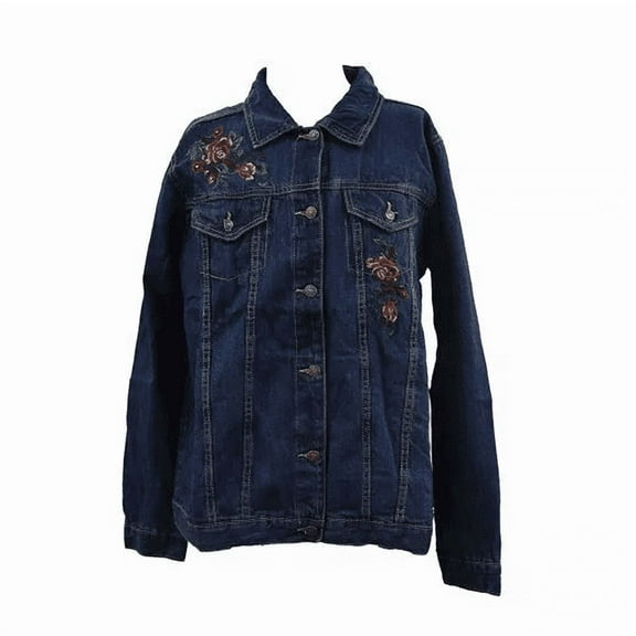 The Skyline Collection Women's Embroidery Denim Jacket in Blue - Medium