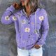 thumbnail image 4 of ICHUANYI Clearance Women's Fashion Printed Pocket Long Sleeve Blouse Casual Tops Sweatershirt Button Hoodies(Purple, M) ICHUANYI WER2023080914768, 4 of 7