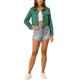 thumbnail image 2 of CHAQUETA CROP A CUADROS CLÁSICA VINTAGE PARA MUJERES CON CIERRE DE BOTONES Y BOLSILLO EN EL PECHO XS VERDE, 2 of 7