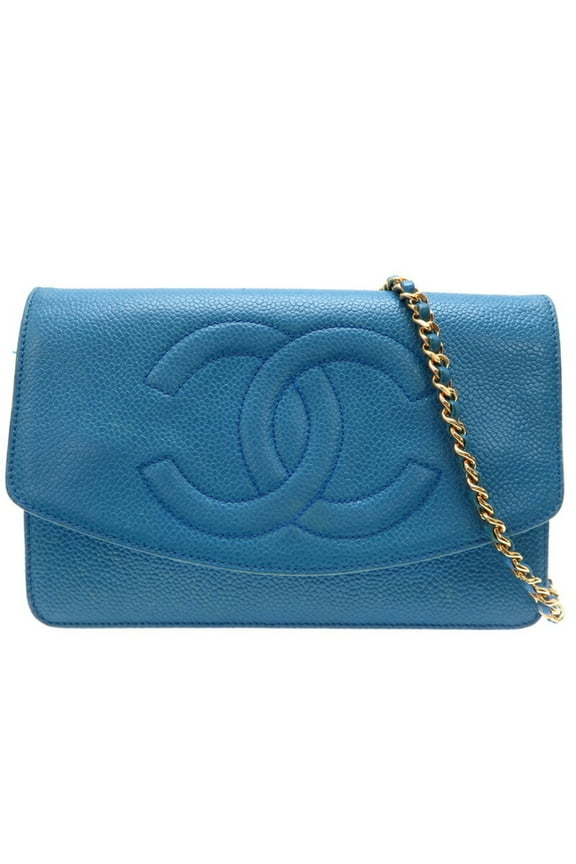 Pre-Owned Chanel Shoulder Strap Coco Mark Chain Wallet Women's Bag 8654 Caviar Skin... (Fair)