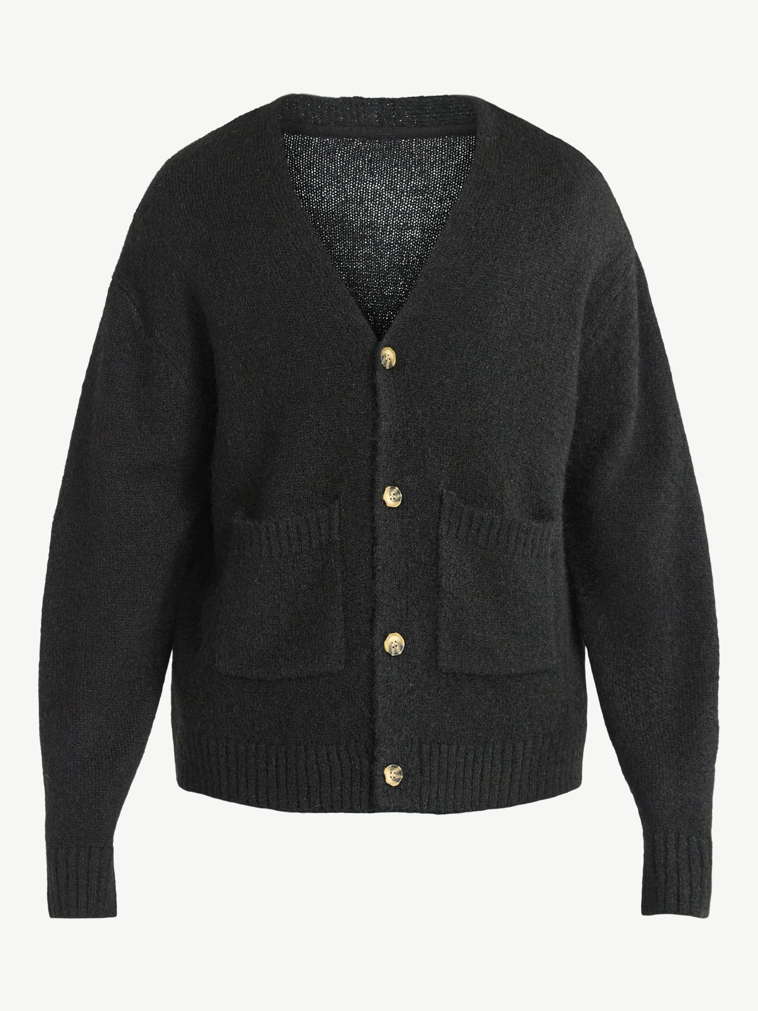 No Boundaries V-Neck Brushed Cardigan Sweater, Midweight, Men's & Big Men's