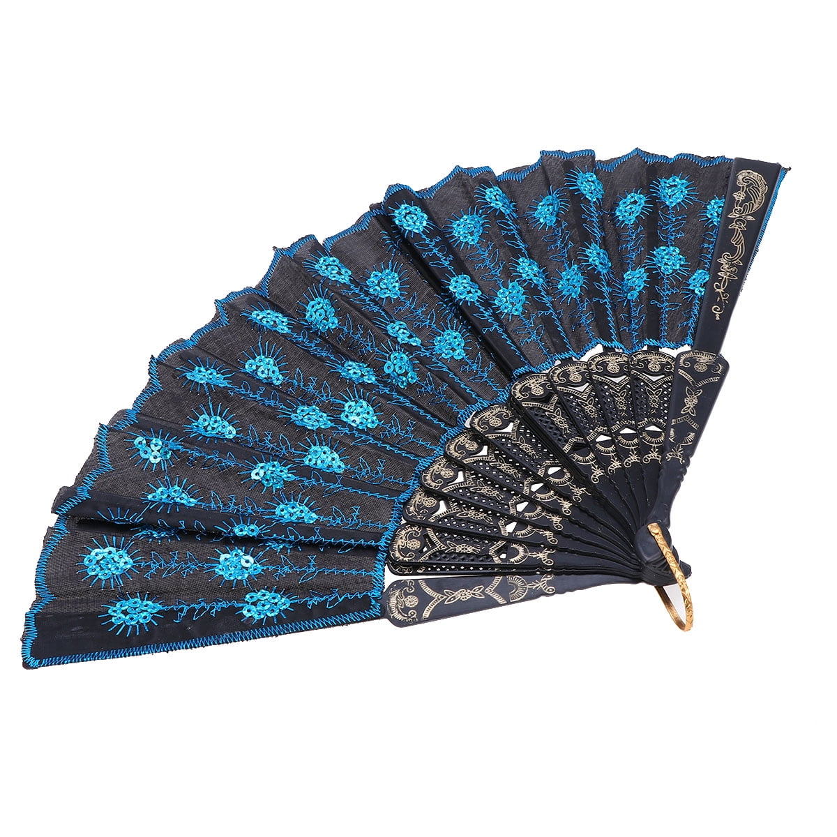 Hand fan Elegant Flower Embroidered Hand Fan Handcrafted Pattern
