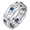 6 Sapphire, variant on Mens Eternity Wedding Band 19 Emerald Cut Gemstone 925 Sterling Silver Emerald Promise Ring Size 10