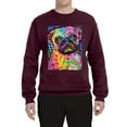 thumbnail image 3 of Funny Neon Pug | Dean Russo Art Animal Lover Unisex Crewneck Sweatshirt, Maroon, Large, 3 of 6