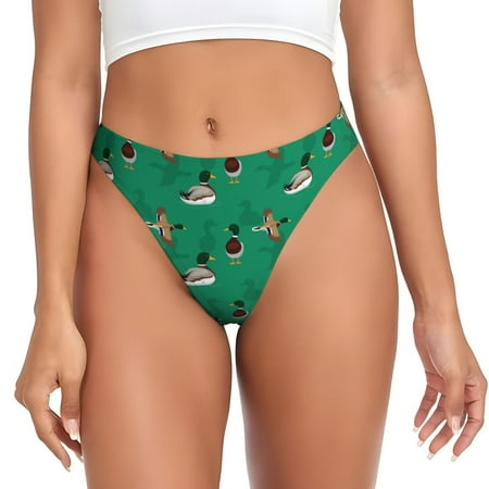 Rateoe Duck Mallard Flying Pose Pattern Seamless Women Underwear Thongs No Show Ladies Thong No Line Breathable Comfortable Panties Undies for Women-3X-Large