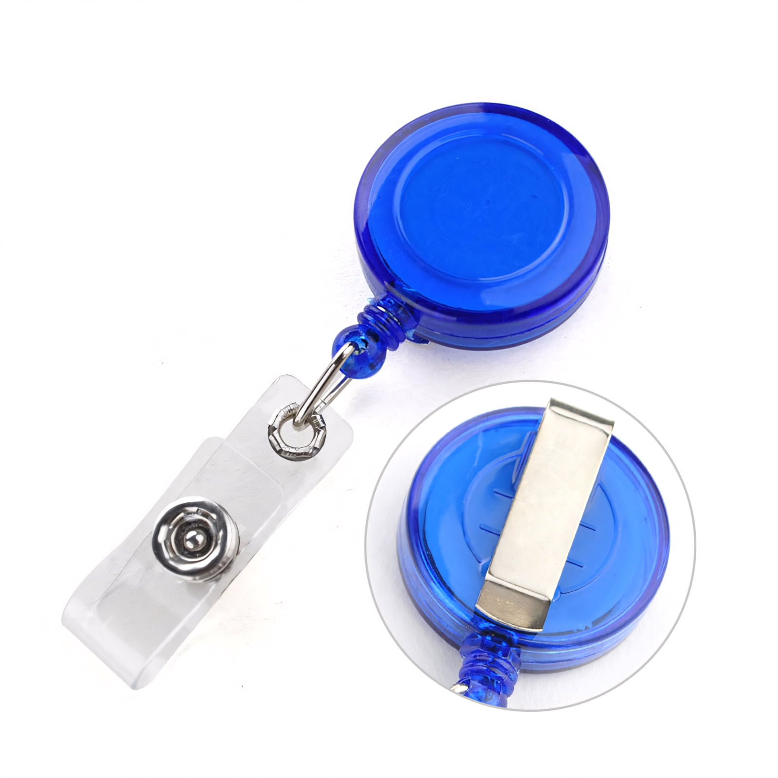 GOGO 50 PCS Wholesale Retractable Badge Reel Name Tag Holder Reel Key Clip-Transparent Black-50 Pcs