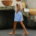 thumbnail image 5 of Women's Soft Cotton Blend High-Waisted Casual Shorts, Pull-On Elastic Waistband with Drawstring, Side Pockets for Essentials, Tummy Control Fit for Flattering Shape, Everyday, 5 of 7