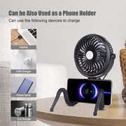 SkyGenius Portable Baby Stroller Fan USB Rechargeable Clip Tripod Fan, Black