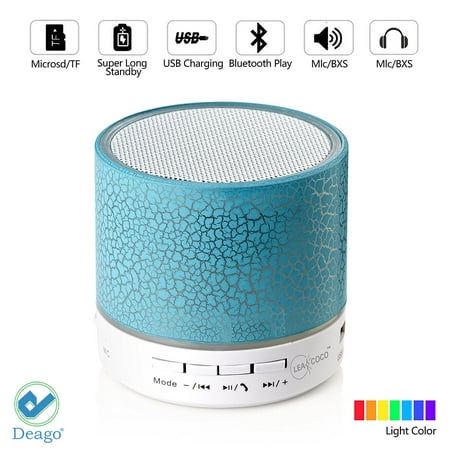 Deago Wireless Bluetooth Speaker Portable mini Stereo Sound Box with Mic & LED Light For iPhone iPad Android (Best Speaker For Smartphone)