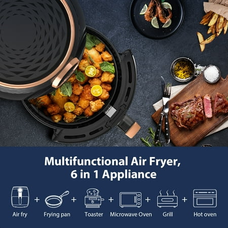 

LXJ 5.2 Qt Air Fryer with Touchscreen Control Oil-Less Air Fryer Cooker Auto Shutoff Black